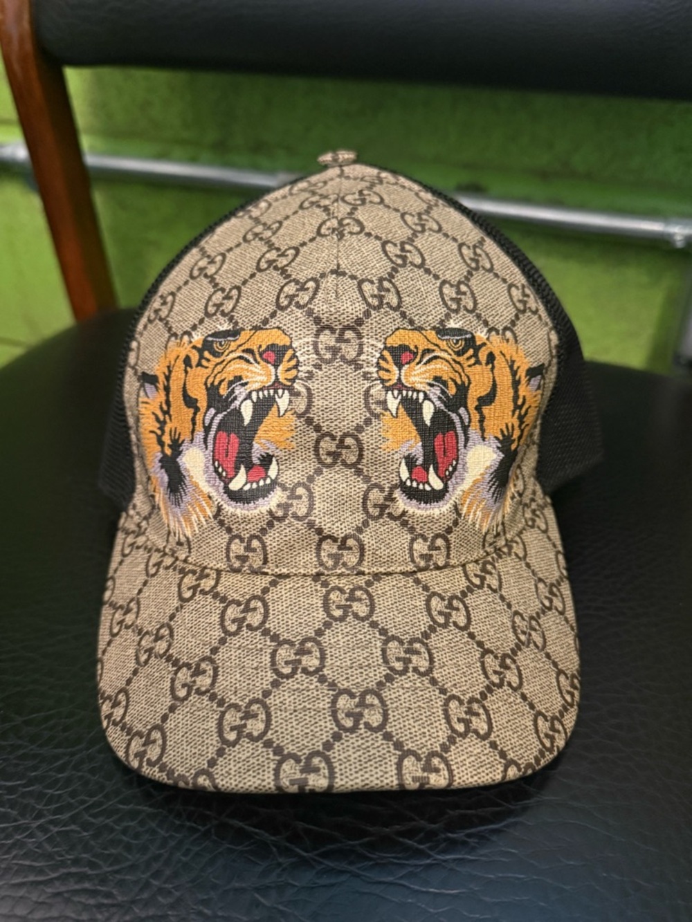 Gucci Black/Tan GG Monogram Interior Cap